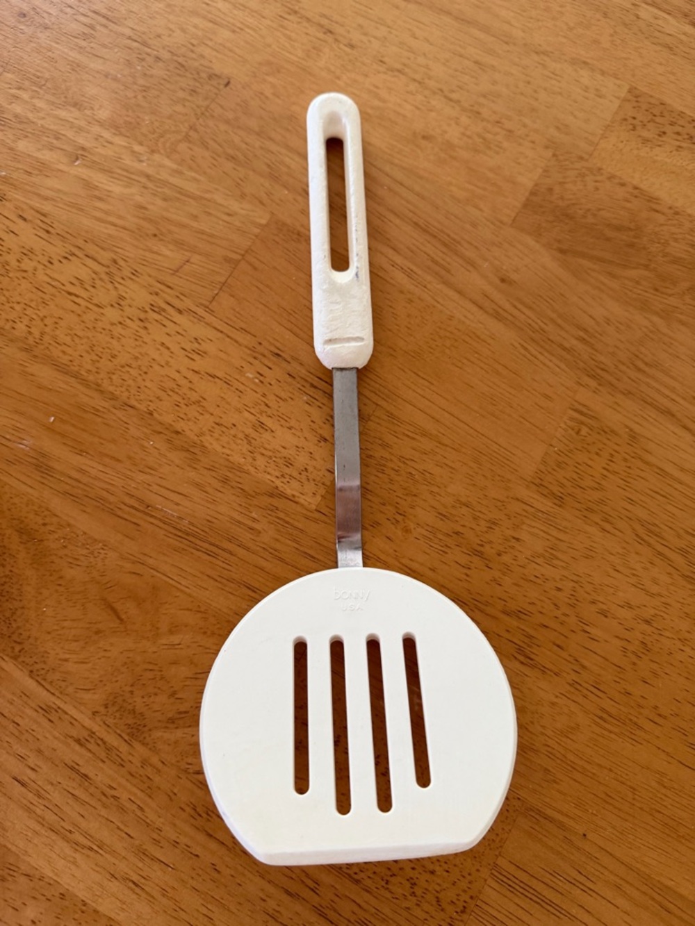 Vintage Bonny USA Nylon Slotted Turner White Plastic Spatula Kitchen Utensil